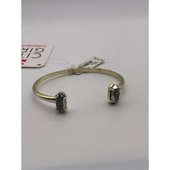 Kendra Scott Womens Gold Edie Platinum Drusy Stone Adjustable Cuff Bracelet NWT - Picture 3 of 8